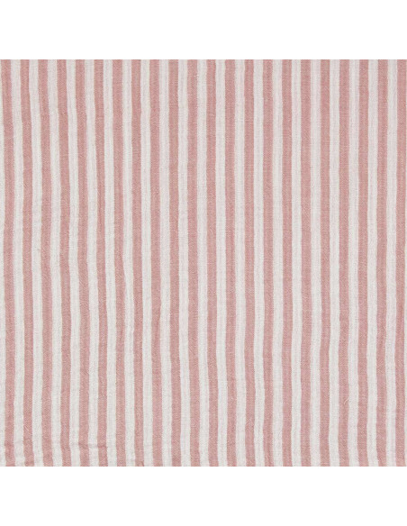 Tessuto doppia garza goffrata a righe - Rosa antico e bianco sporco