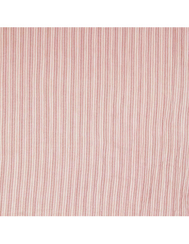 Tessuto doppia garza goffrata a righe - Rosa antico e bianco sporco