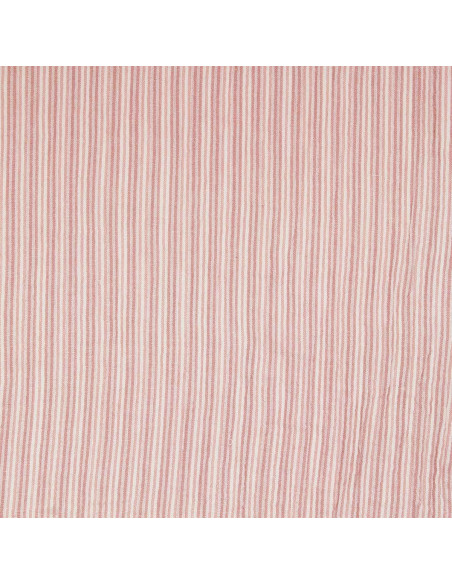 Tessuto doppia garza goffrata a righe - Rosa antico e bianco sporco