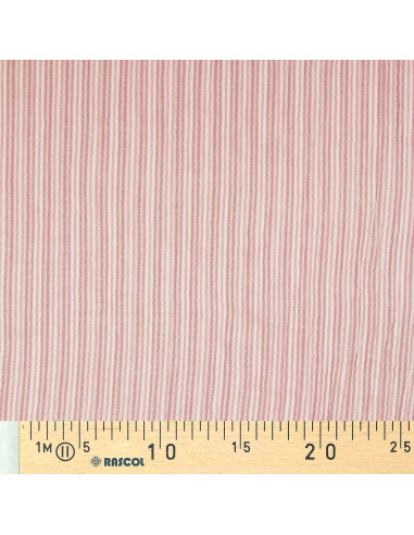 Tessuto doppia garza goffrata a righe - Rosa antico e bianco sporco