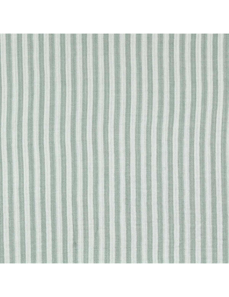 Tessuto doppia garza goffrata a righe - Verde grigio e bianco sporco