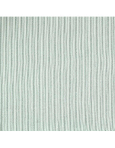 Tessuto doppia garza goffrata a righe - Verde grigio e bianco sporco