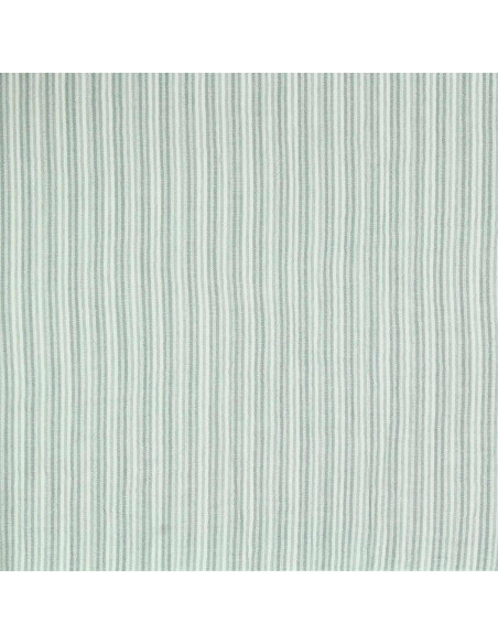 Tessuto doppia garza goffrata a righe - Verde grigio e bianco sporco