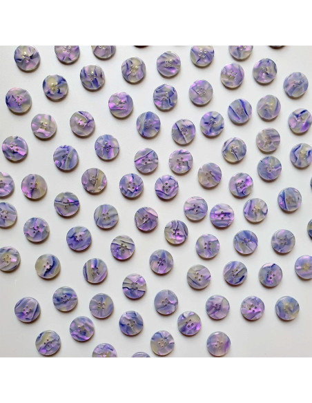 Confezione di 15 bottoni in bioresina 15 mm 4 fori - Quarzo