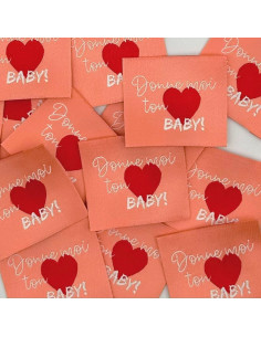 Set di 5 etichette tessute da cucire Dammi il tuo cuore baby
