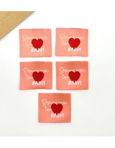 Set di 5 etichette tessute da cucire Dammi il tuo cuore baby 2