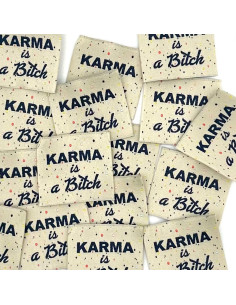 Set di 5 etichette tessute da cucire Karma is a bitch
