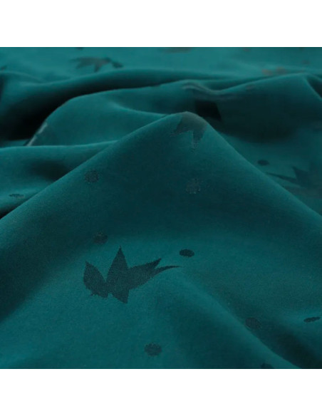 Tessuto jacquard di viscosa Streli verde laguna scuro - Églantine & Zoé