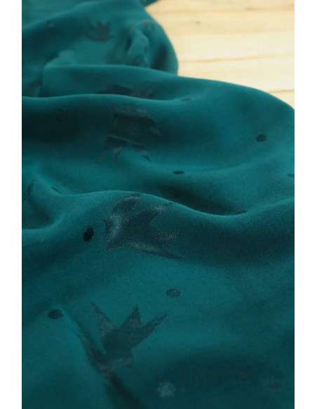 Tessuto jacquard di viscosa Streli verde laguna scuro - Églantine & Zoé