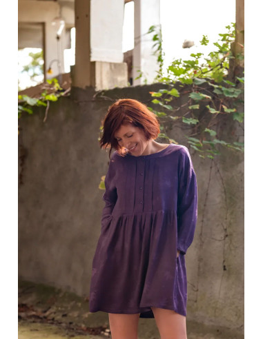 Tessuto jacquard di viscosa Streli Viola - Églantine & Zoé