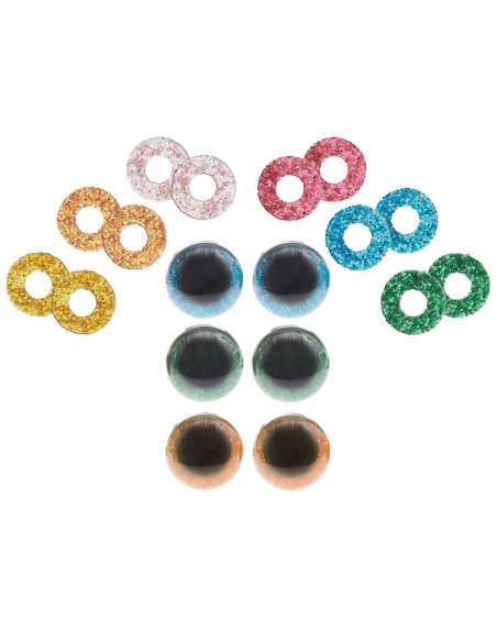 Occhi di sicurezza 6 colori Ricorumi 12 mm - 3 paia