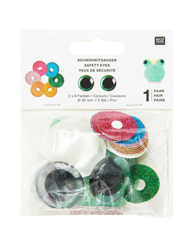Occhi di sicurezza 6 colori Ricorumi 30 mm - 1 paio