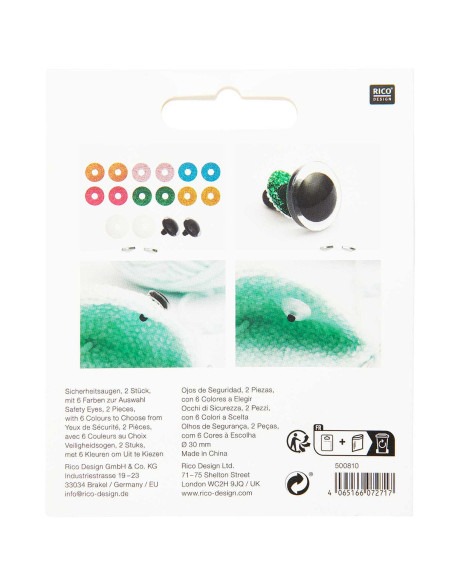 Occhi di sicurezza 6 colori Ricorumi 30 mm - 1 paio