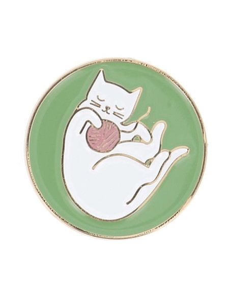 Porta-aghi magnetico Bohin - Gatto gomitolo sfondo verde