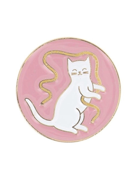 Porta-aghi magnetico Bohin - Gatto nastro sfondo rosa