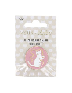 Porta-aghi magnetico Bohin - Gatto nastro sfondo rosa 2
