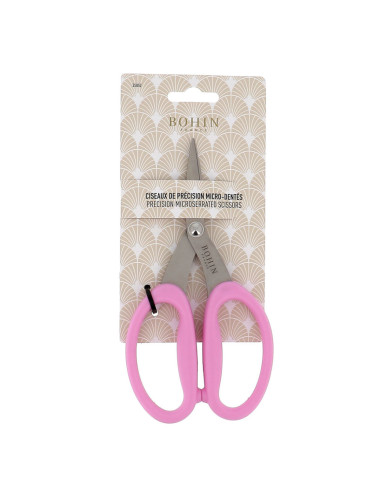 Forbici di precisione micro-dentate con grandi anelli morbidi Bohin - Rosa