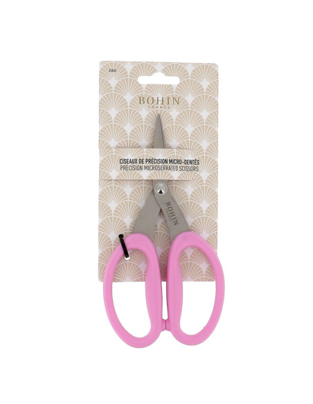 Forbici di precisione micro-dentate con grandi anelli morbidi Bohin - Rosa