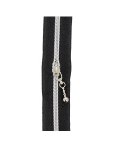Rotolo di 5 metri di chiusura in nylon 5 mm con cursori rotondi - Nero e argento 2