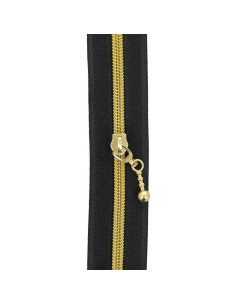 Rotolo di 5 metri di chiusura in nylon 5 mm con cursori rotondi - Nero e oro 2