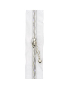Rotolo di 5 metri di chiusura in nylon 5 mm con cursori rotondi - Bianco e argento 2