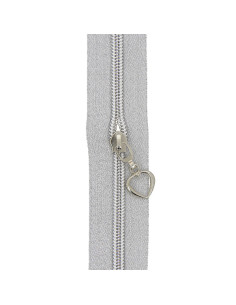 Rotolo di 5 metri di chiusura in nylon 5 mm con cursori a forma di cuore - Argento lurex 2