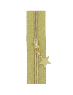 Rotolo di 5 metri di chiusura in nylon 5 mm con cursori a stelle - Oro lurex 2