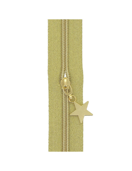 Rotolo di 5 metri di chiusura in nylon 5 mm con cursori a stelle - Oro lurex