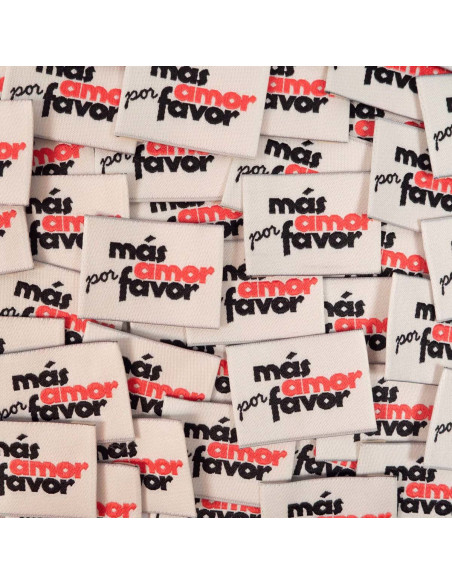 Set di 5 etichette tessute - Más amor por favor