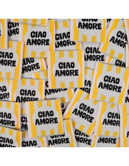 Set di 5 etichette tessute - Ciao amore