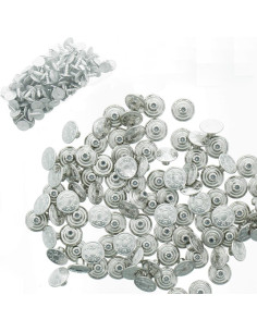 Scatola di 100 bottoni jeans 17mm - Argento brillante stelle