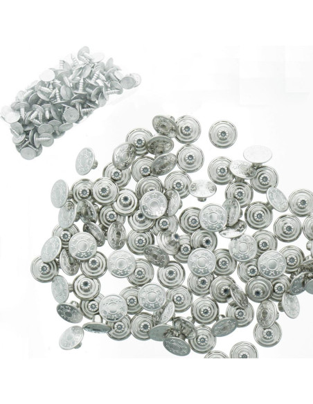 Scatola di 100 bottoni jeans 17mm - Argento brillante stelle