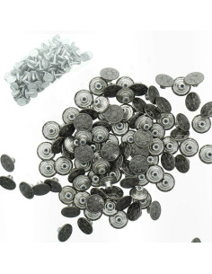 Scatola di 100 bottoni jeans 17mm - Argento opaco stelle