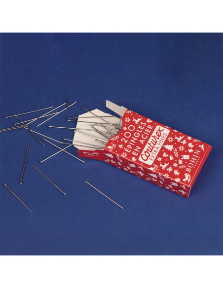 Scatola di 200 spilli extra-fini rossi Natale Bohin
