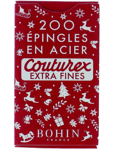 Scatola di 200 spilli extra-fini rossi Natale Bohin