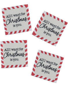 Set di 4 etichette da cucire - Tutto quello che voglio per Natale