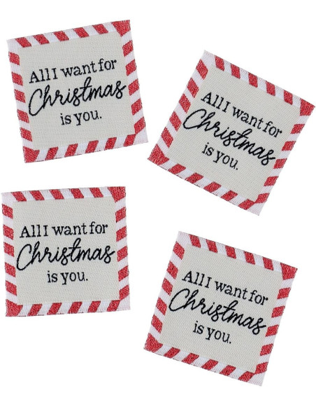 Set di 4 etichette da cucire - Tutto quello che voglio per Natale