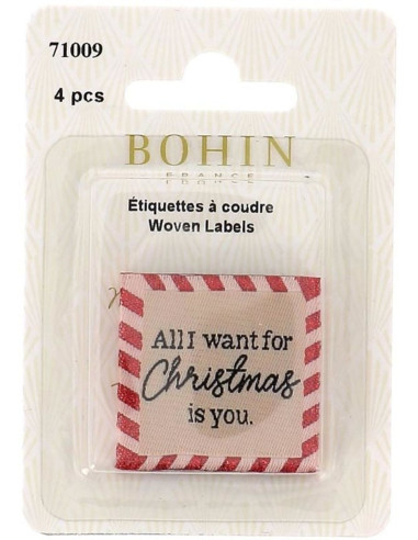 Set di 4 etichette da cucire - Tutto quello che voglio per Natale