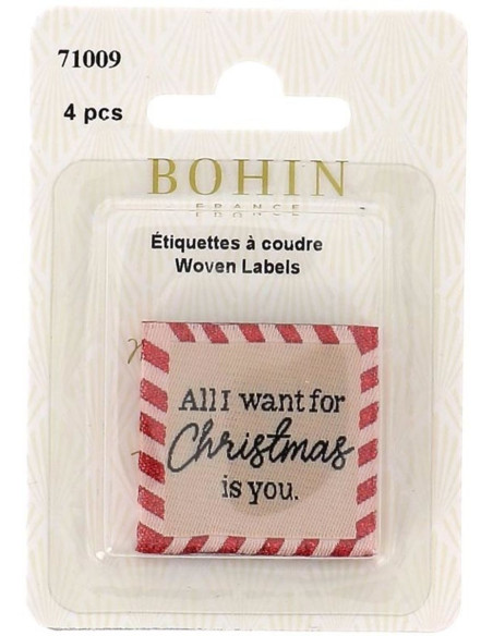 Set di 4 etichette da cucire - Tutto quello che voglio per Natale