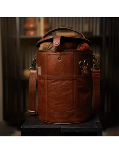 Borsa portaoggetti in pelle per il lavoro a maglia Muud Saturn XL - Marrone Ricco