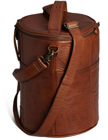 Borsa portaoggetti in pelle per il lavoro a maglia Muud Saturn XL - Marrone Ricco