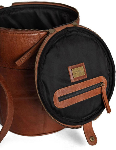 Borsa portaoggetti in pelle per il lavoro a maglia Muud Saturn XL - Marrone Ricco
