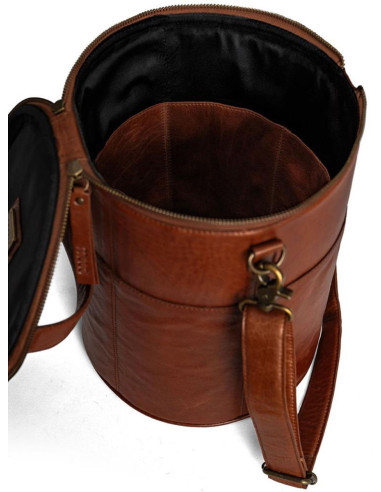 Borsa portaoggetti in pelle per il lavoro a maglia Muud Saturn XL - Marrone Ricco