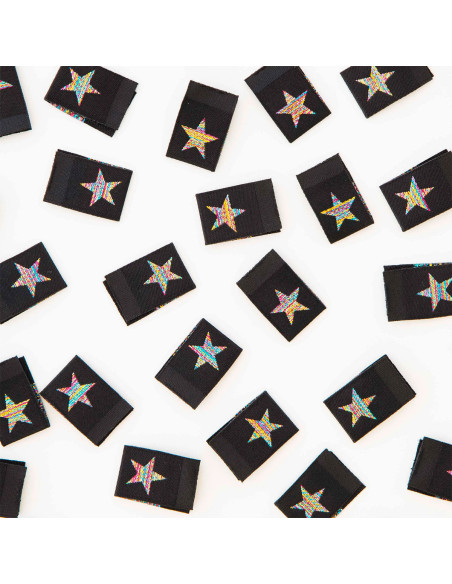 Set di 8 etichette tessute - Stella arcobaleno