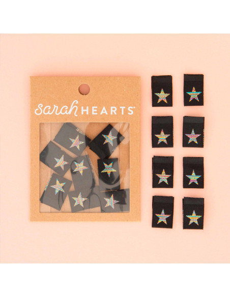 Set di 8 etichette tessute - Stella arcobaleno