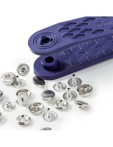 Scatola di 10 bottoni a pressione anorak Argento con attrezzo 8 mm