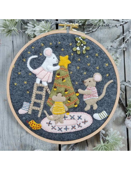 Kit feltro con telaio - Famiglia di topi a Natale