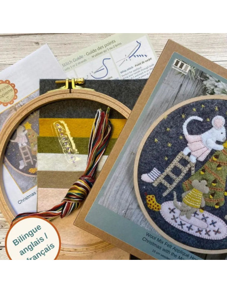 Kit feltro con telaio - Famiglia di topi a Natale