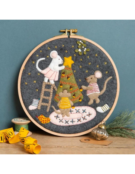 Kit feltro con telaio - Famiglia di topi a Natale