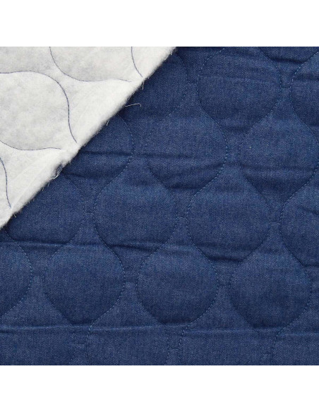 Tessuto di cotone trapuntato wave - Denim chambray blu